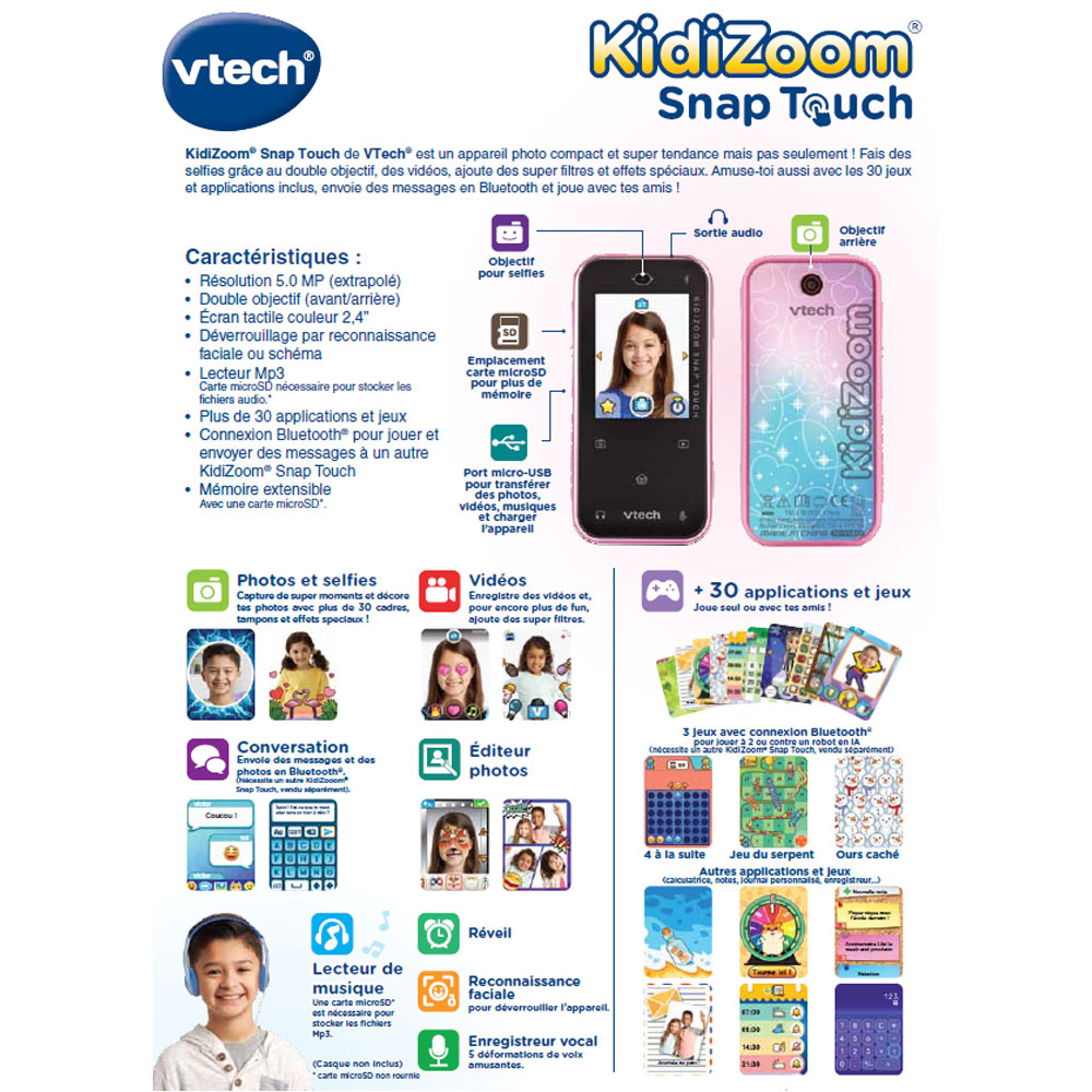 VTech 80-549254  VTech KidiZoom Snap Touch pink Children's smartphone