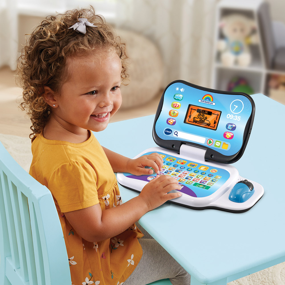 VTech - Ordi P'tit Genius Ourson Bleu, Ordinateur Enfant Transportable avec  Écran Rétroéclairé, Souris, 10 Jeux Évolutifs, Jouet Éducatif, Cadeau  Enfant de 2 Ans à 5 Ans - Contenu en Français 